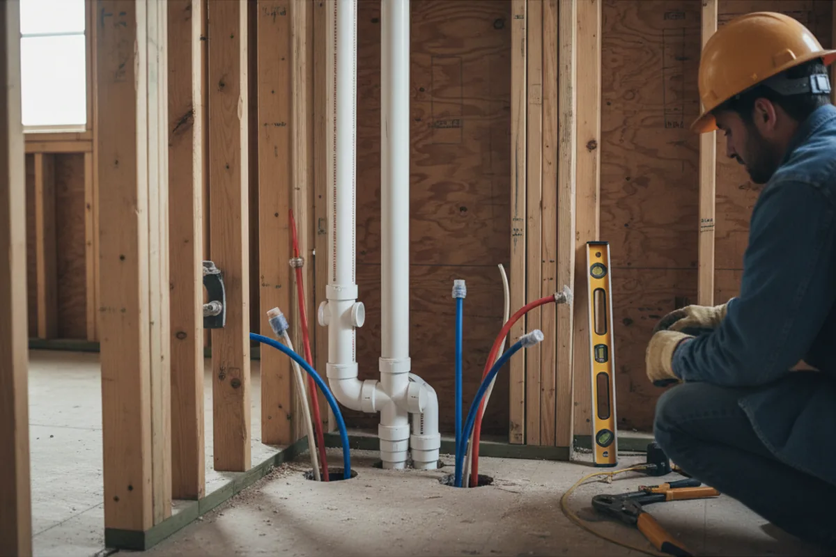 Drain and supply rough-in during Sump Pump Repair in Murrayville